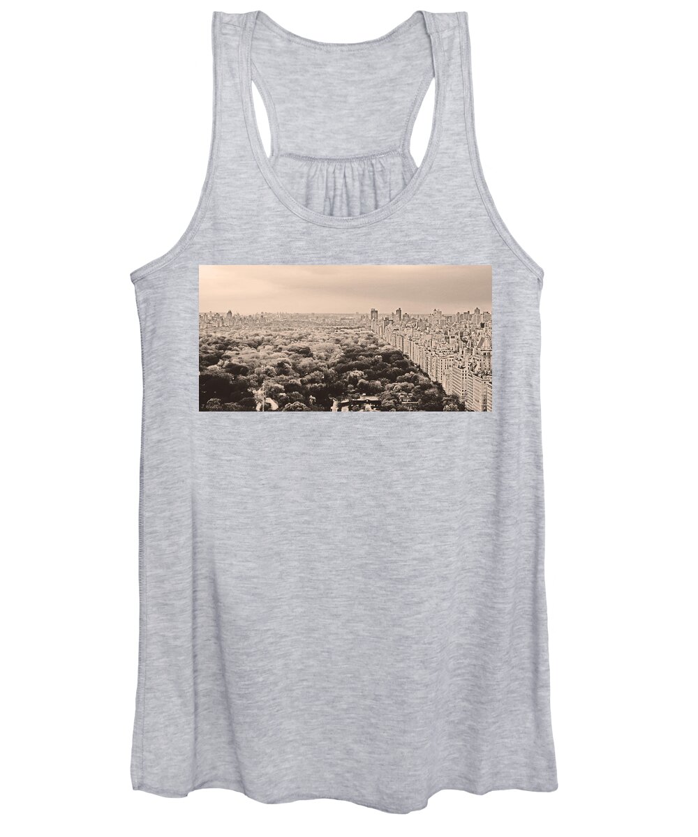 New York City Women's Tank Top featuring the photograph Central Park Pano Sepia by Joseph Hedaya