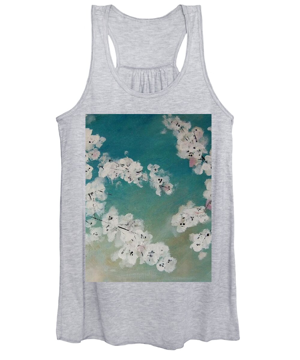 Cherry Blossoms Women's Tank Top featuring the painting Cherry Blossoms against Sky by Lynne McQueen