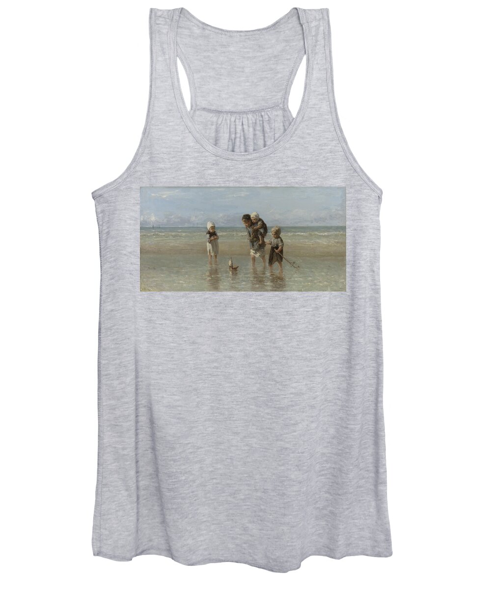 Israels Women's Tank Top featuring the painting Children of the Sea by Jozef Israels