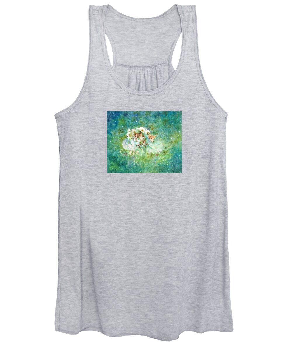 Fairies Women's Tank Top featuring the painting Christmas Fairies by Lynn Bywaters
