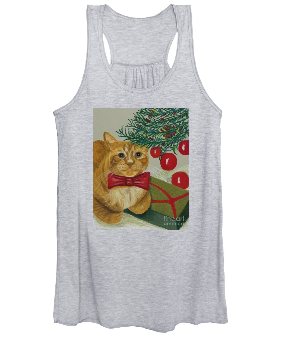 Christmas With Rufus By Annette M Stevenson Women's Tank Top featuring the painting Christmas With Rufus by Annette M Stevenson