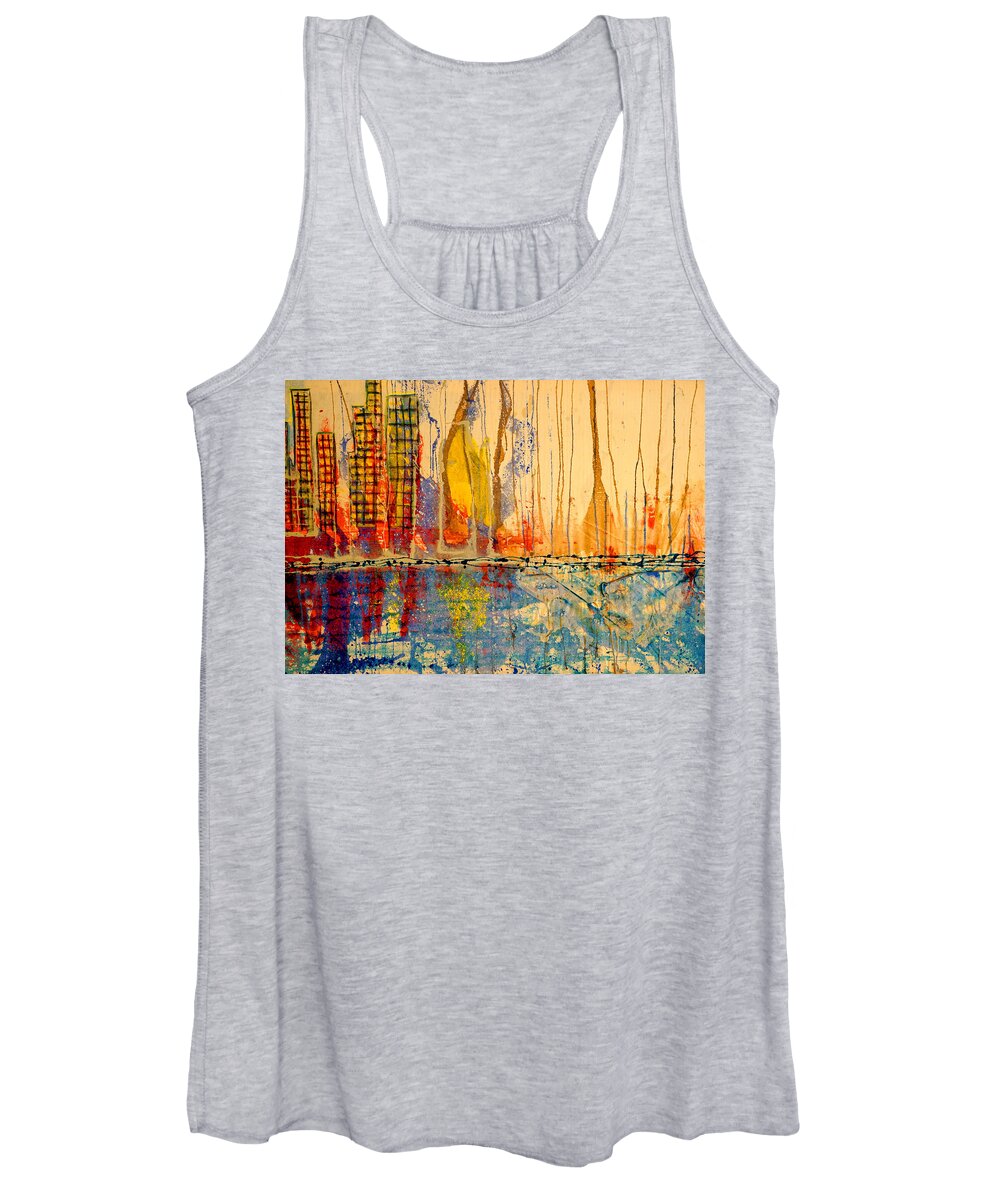 City Women's Tank Top featuring the painting City by the Sea by Giorgio Tuscani