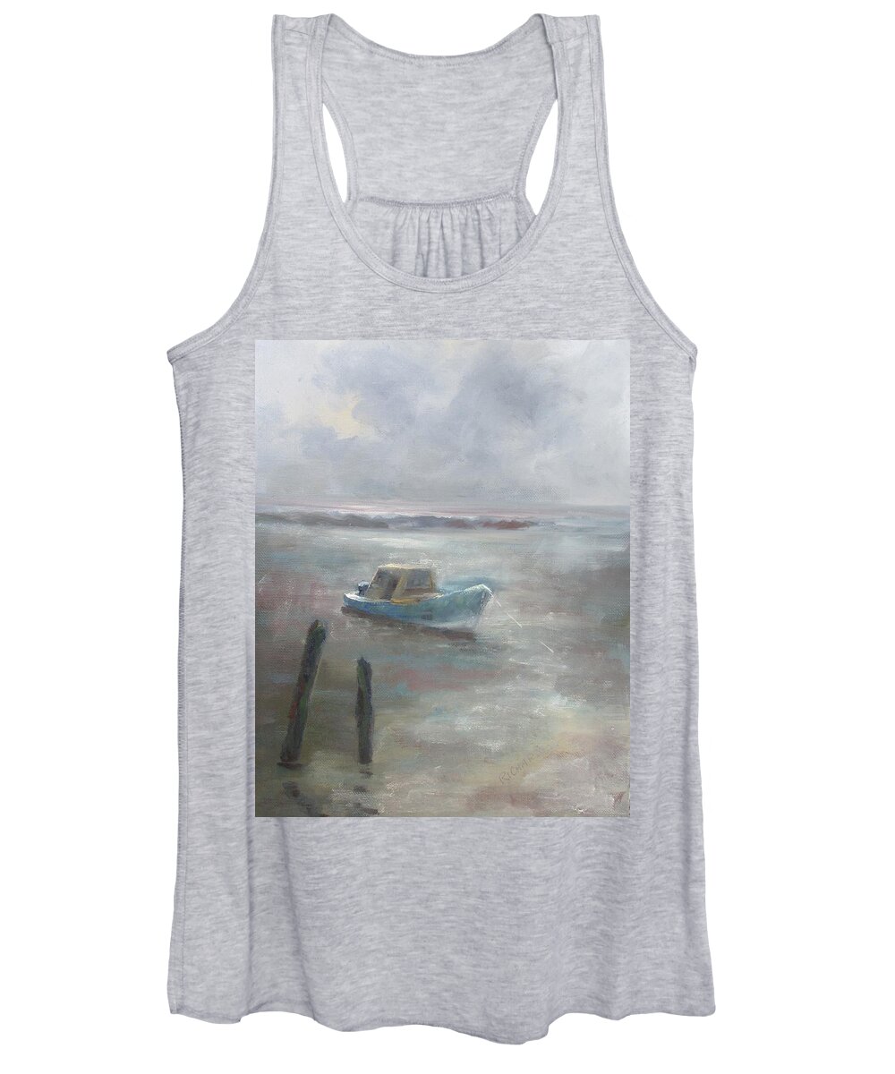 Apalachicola Bay Women's Tank Top featuring the painting Clearing Fog by Susan Richardson