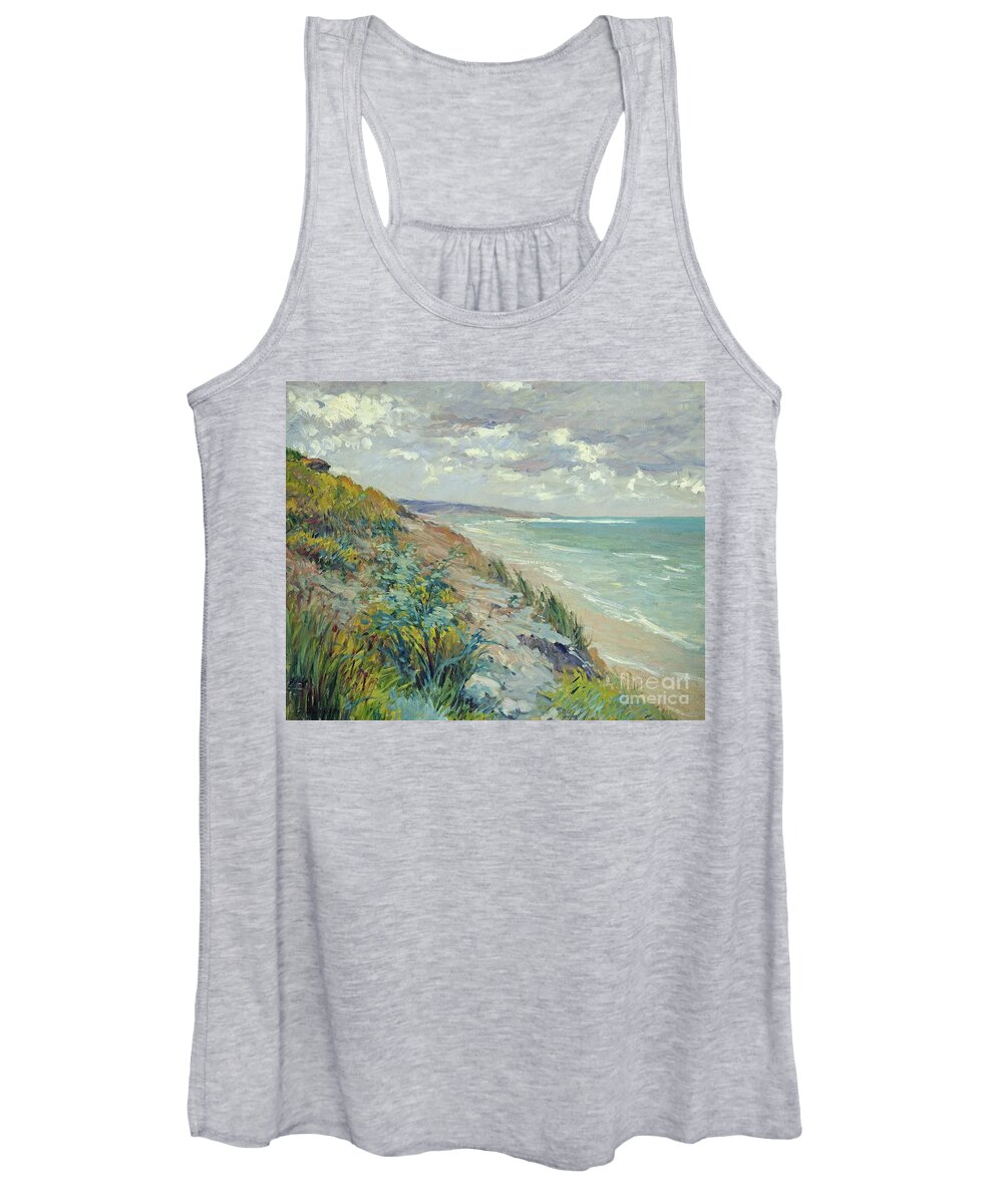 Beach Women's Tank Top featuring the painting Cliffs by the sea at Trouville by Gustave Caillebotte