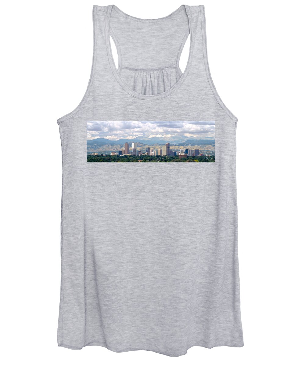 Photography Women's Tank Top featuring the photograph Clouds Over Skyline And Mountains by Panoramic Images