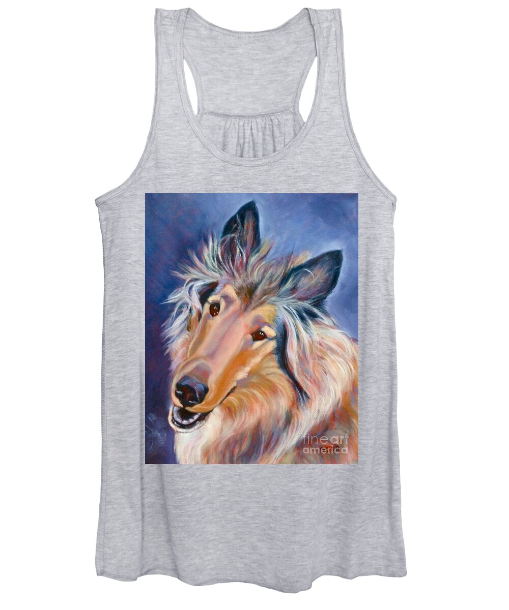 Collie Women's Tank Top featuring the painting Collie Star by Susan A Becker