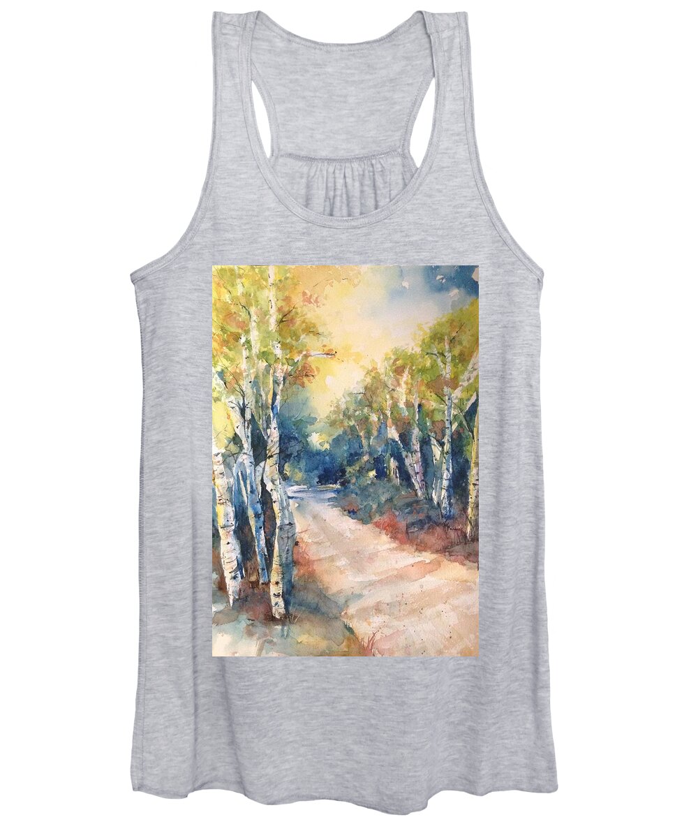 Country Road Women's Tank Top featuring the painting Colorado Country Road by Robin Miller-Bookhout