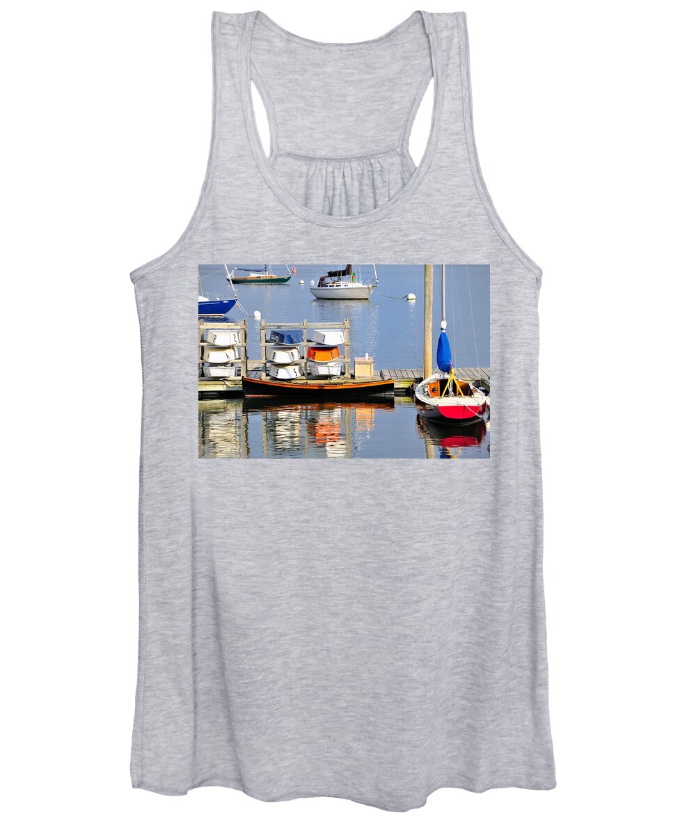 Maine Women's Tank Top featuring the photograph Colorful boats Rockland Maine by Marianne Campolongo