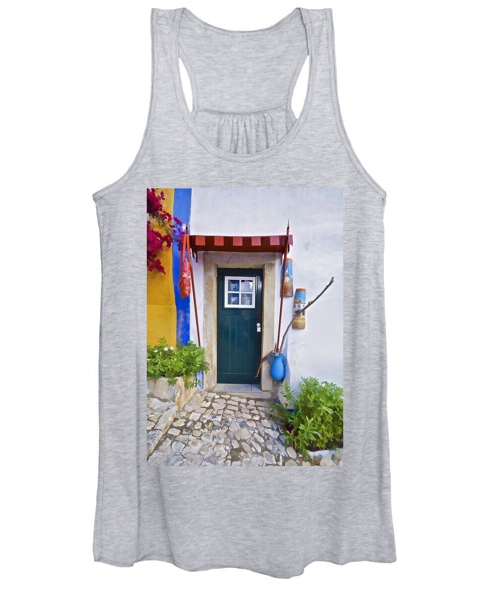 Obidos Women's Tank Top featuring the photograph Colorful Door of Obidos by David Letts