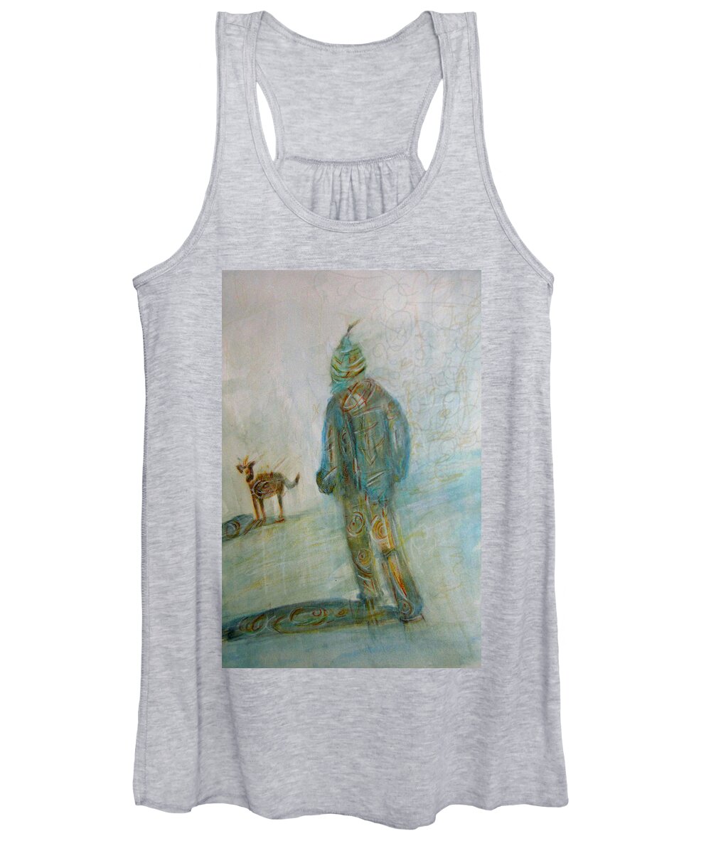 Dog Women's Tank Top featuring the painting Come follow me by Suzy Norris