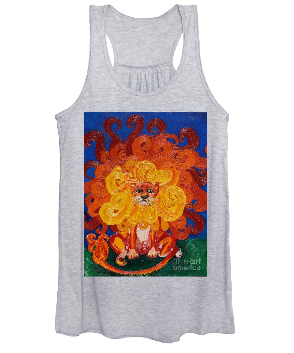 Lion Women's Tank Top featuring the painting Cosmic Lion by Cassandra Buckley