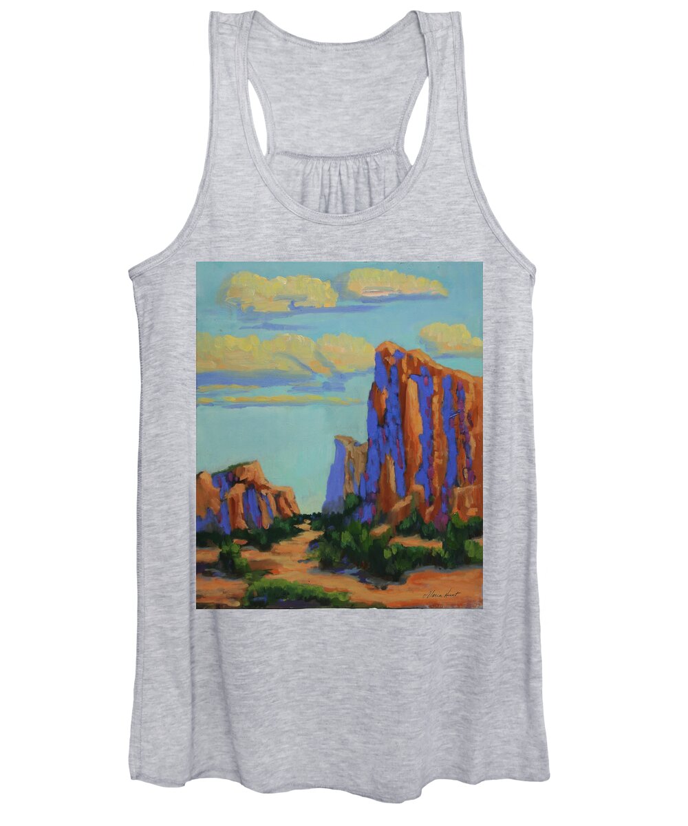Sedona Women's Tank Top featuring the painting Courthouse Rock in Sedona by Maria Hunt