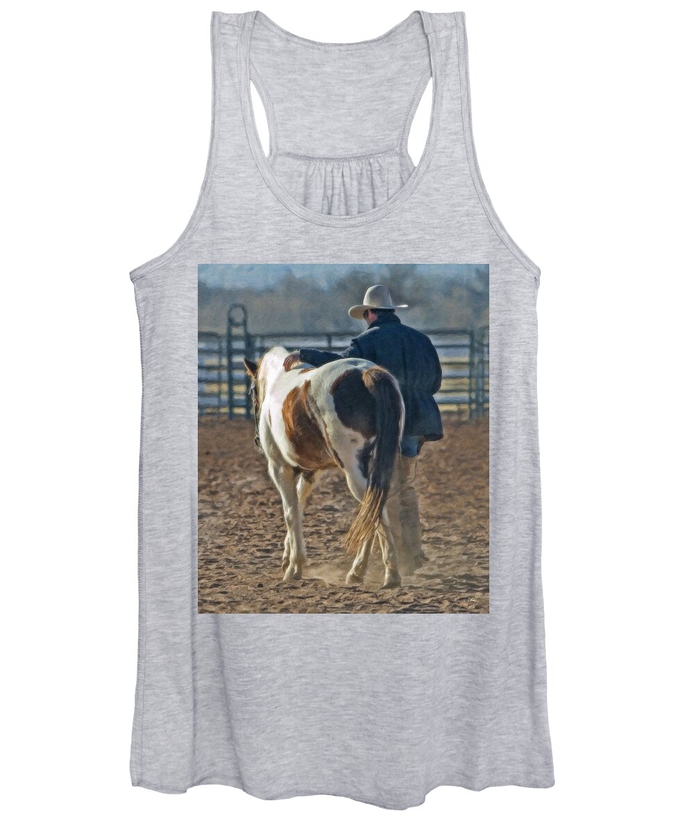 Cowboy Women's Tank Top featuring the painting Cowboy Equ419083 by Dean Wittle
