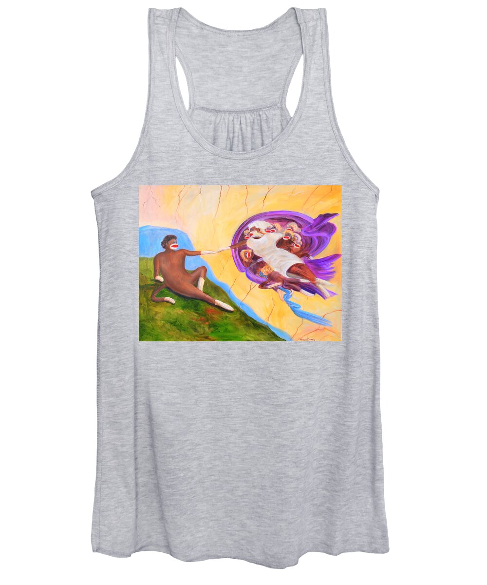 Sock Monkey Women's Tank Top featuring the painting Creation of a Sock Monkey by Rand Burns
