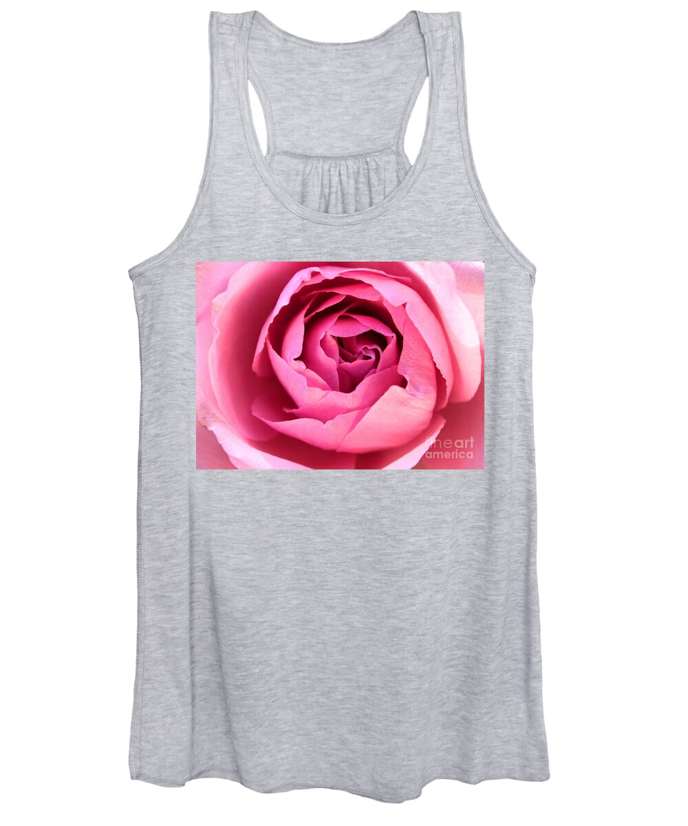 Pink Women's Tank Top featuring the photograph Delicate Pink Floral Rose Abstract by Judy Palkimas