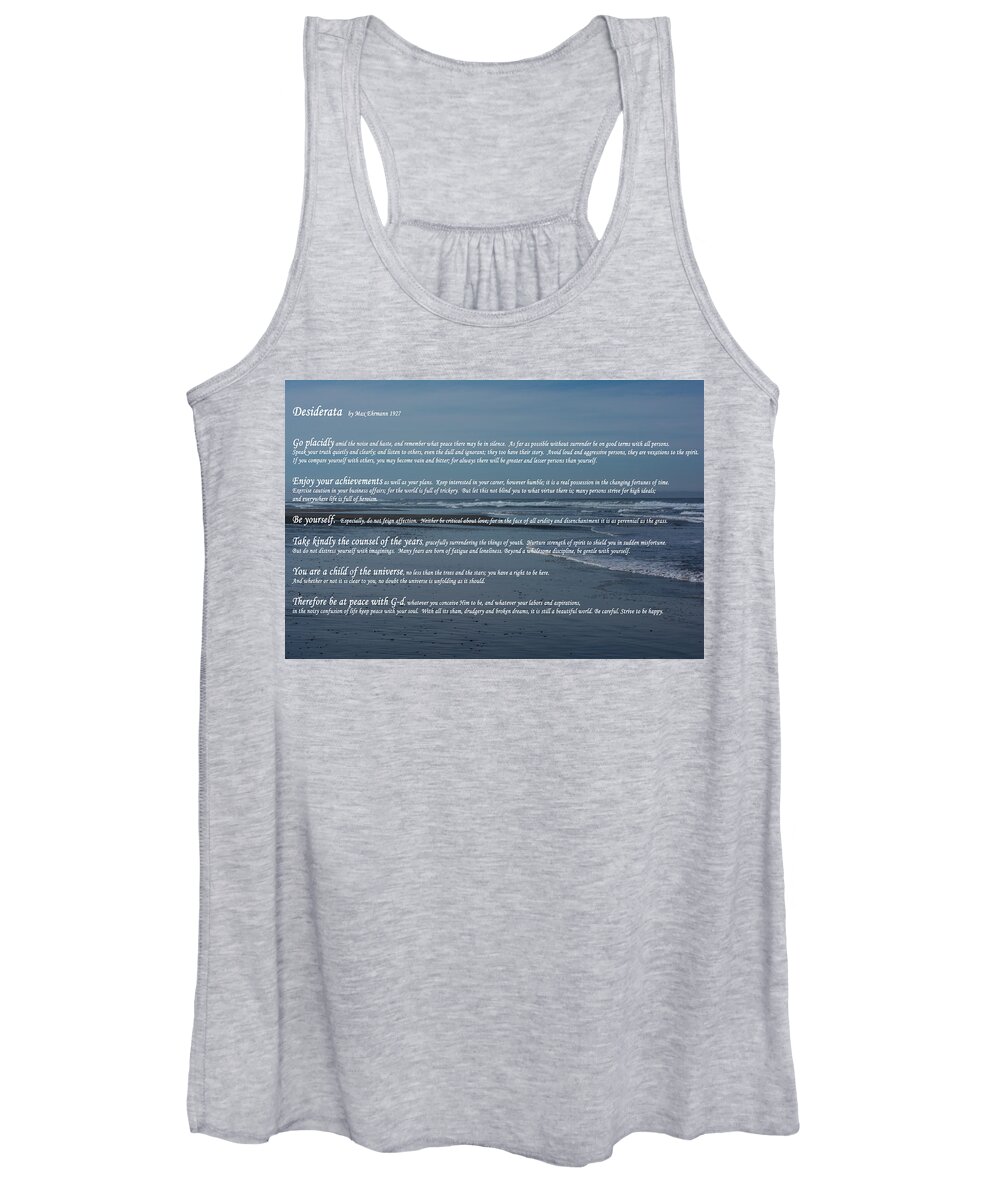 Desiderata Women's Tank Top featuring the photograph Desiderata by Tikvah's Hope