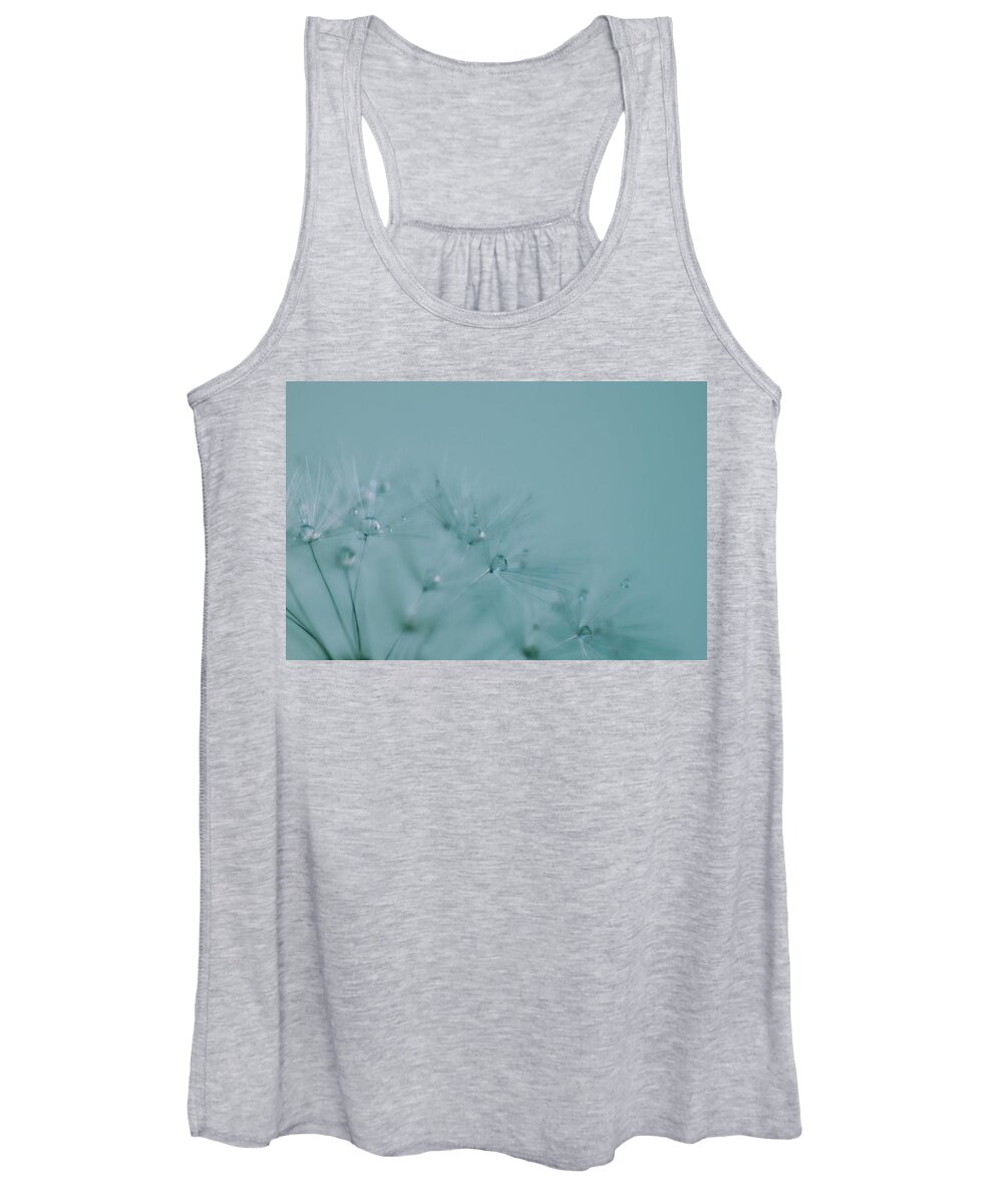 Dandelion Women's Tank Top featuring the photograph Dew Drops on Dandelion Seeds by Marianna Mills