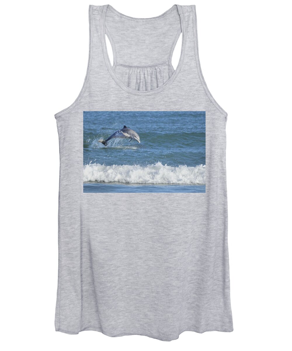 Dolphin Women's Tank Top featuring the photograph Dolphin in surf by Bradford Martin