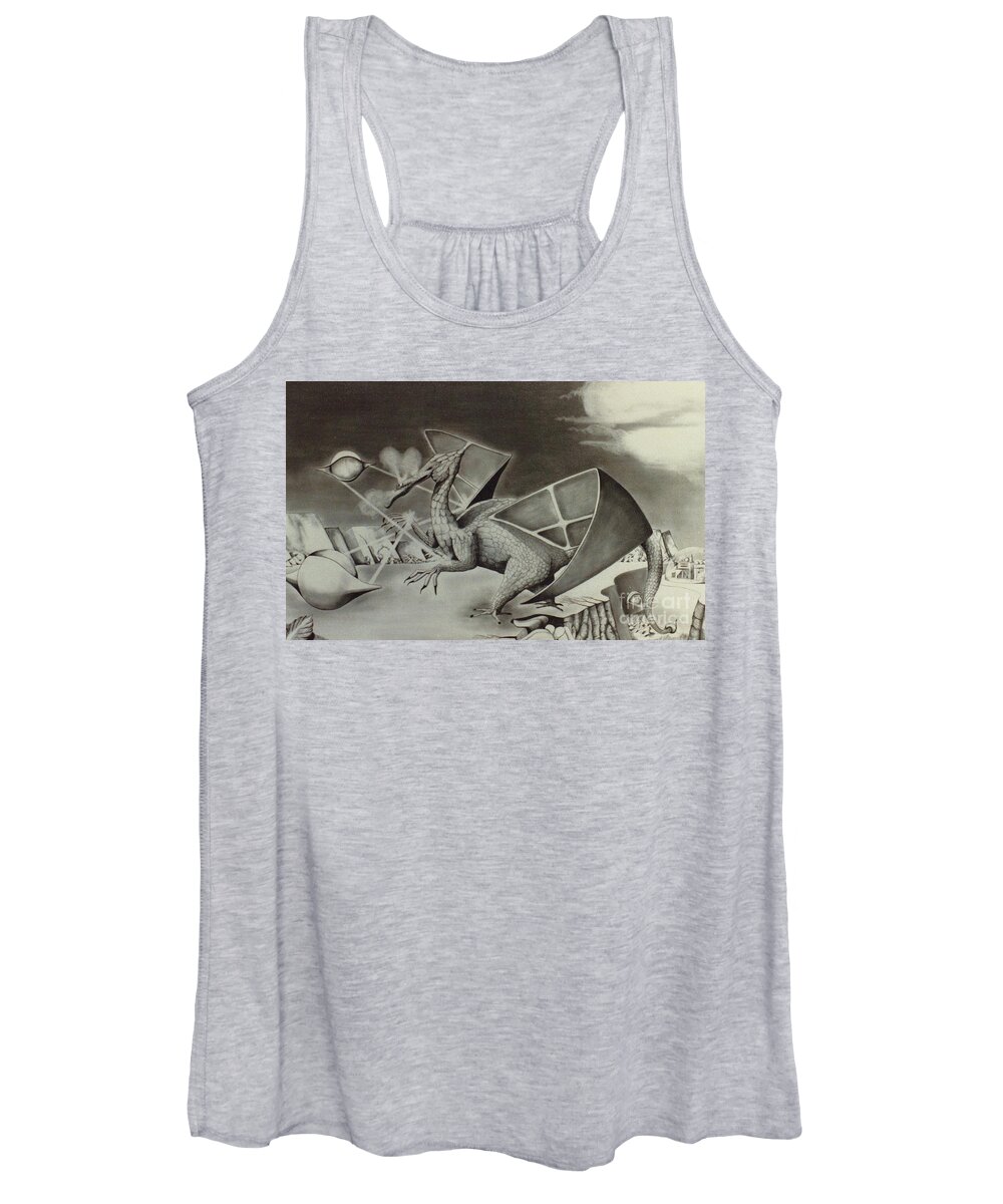 Dragon Women's Tank Top featuring the drawing Dragon by David Neace CPX