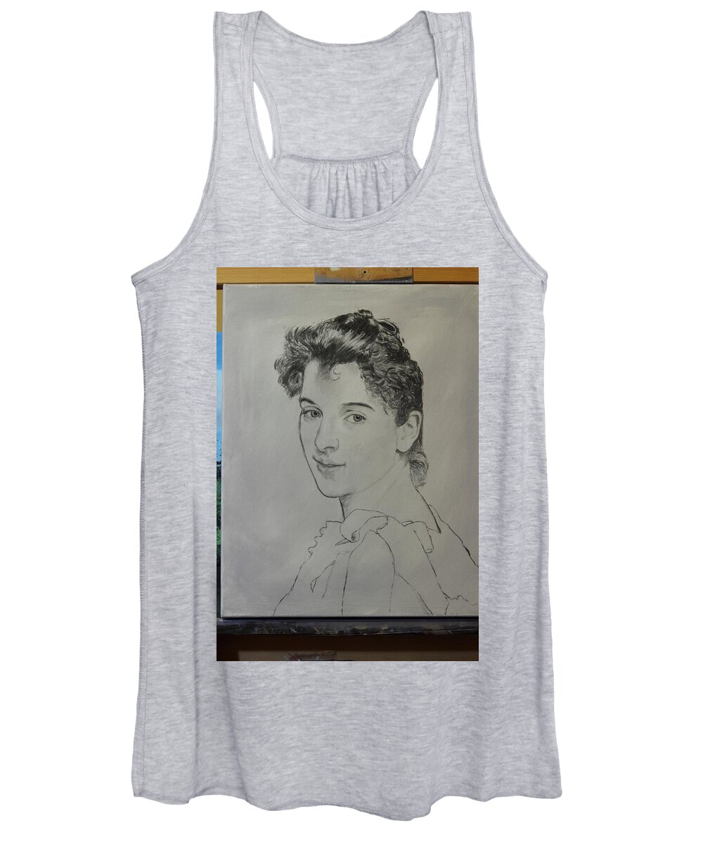 Gabrielle Cot Women's Tank Top featuring the painting drawing for Gabrielle Cot portrait by Glenn Beasley