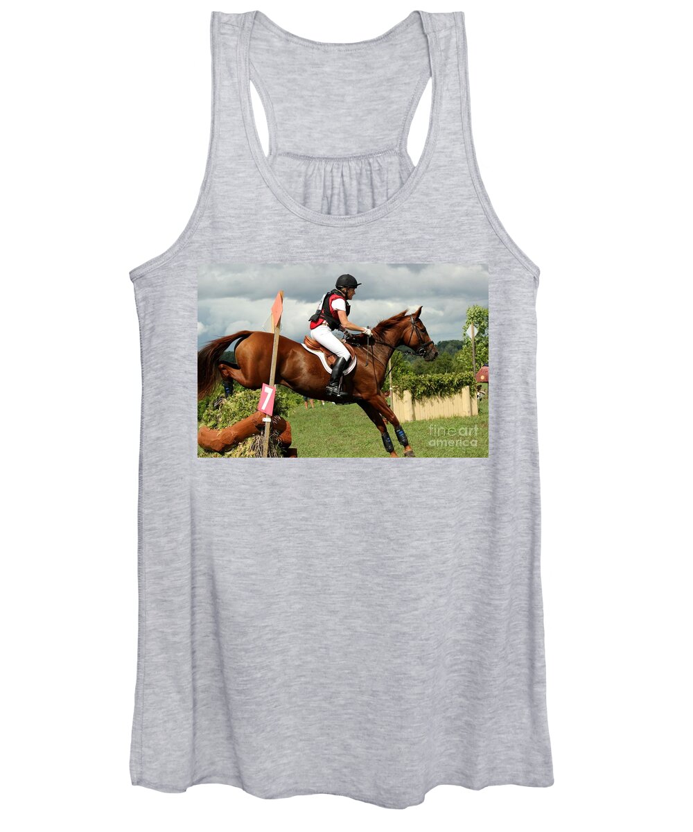 Horse Women's Tank Top featuring the photograph End of the Jump by Janice Byer