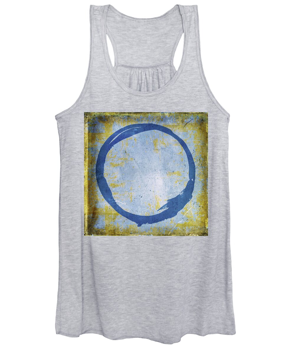 Blue Women's Tank Top featuring the painting Enso No. 109 Blue on Blue by Julie Niemela