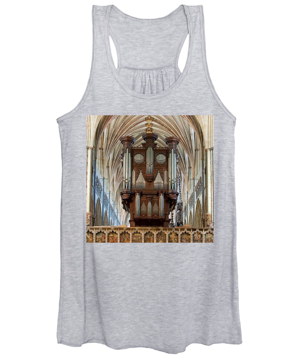 Pipe Organ Women's Tank Top featuring the photograph Exeter's King of Instruments by Jenny Setchell
