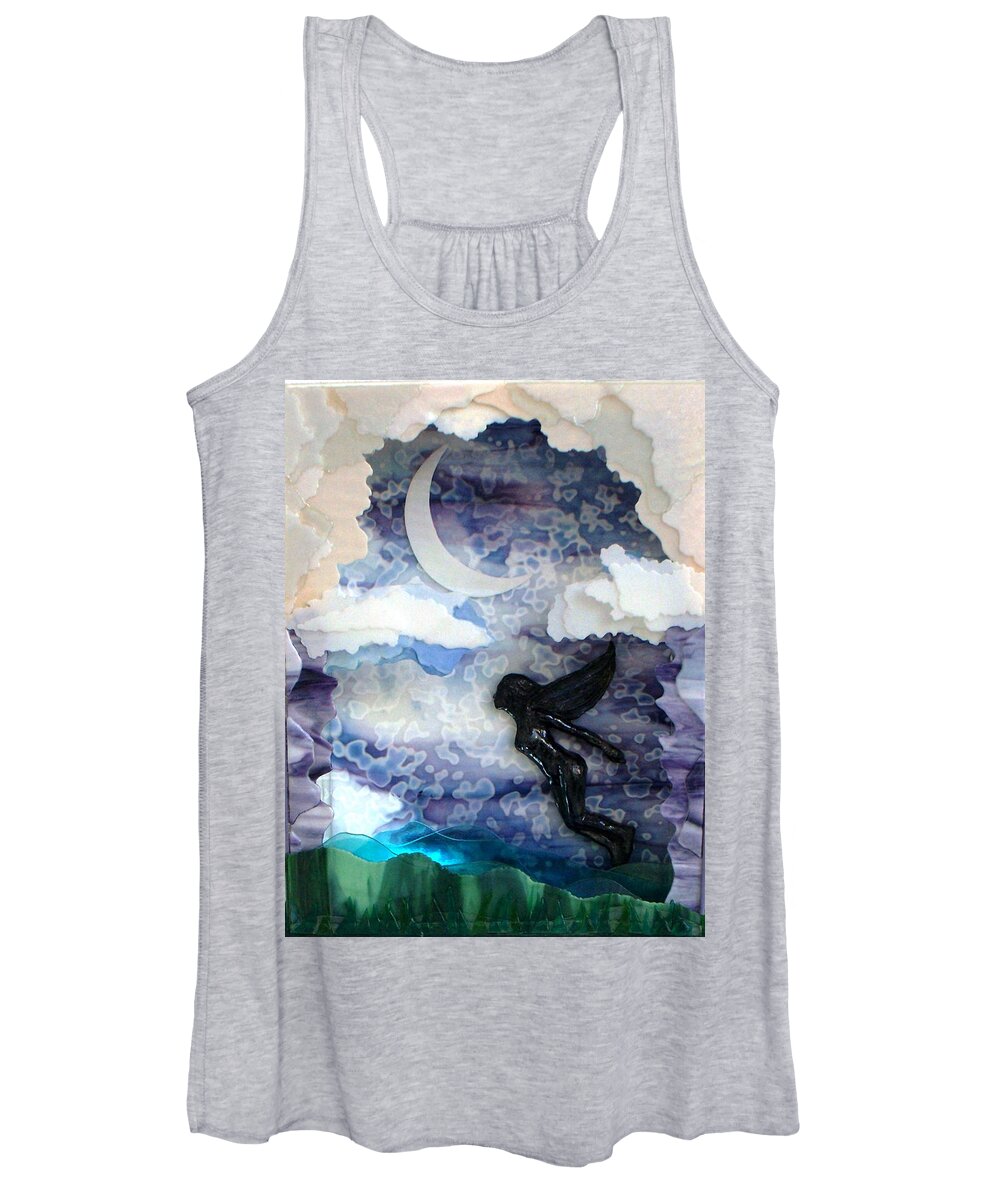 Fused Glass Women's Tank Top featuring the glass art Flight by Marian Berg