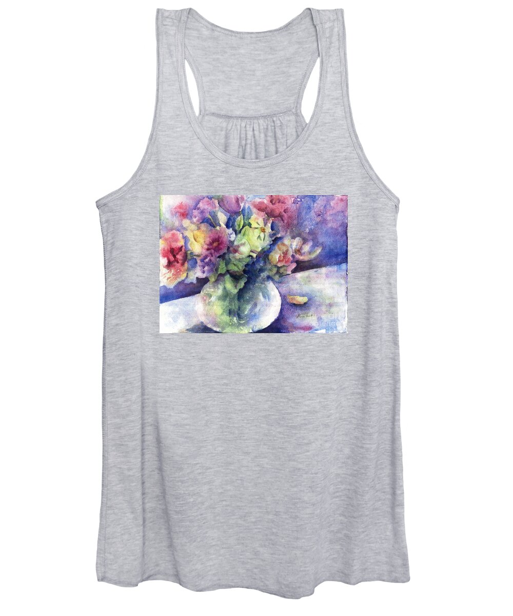 Sunflower Women's Tank Top featuring the painting Flowers From the Imagination by Maria Hunt