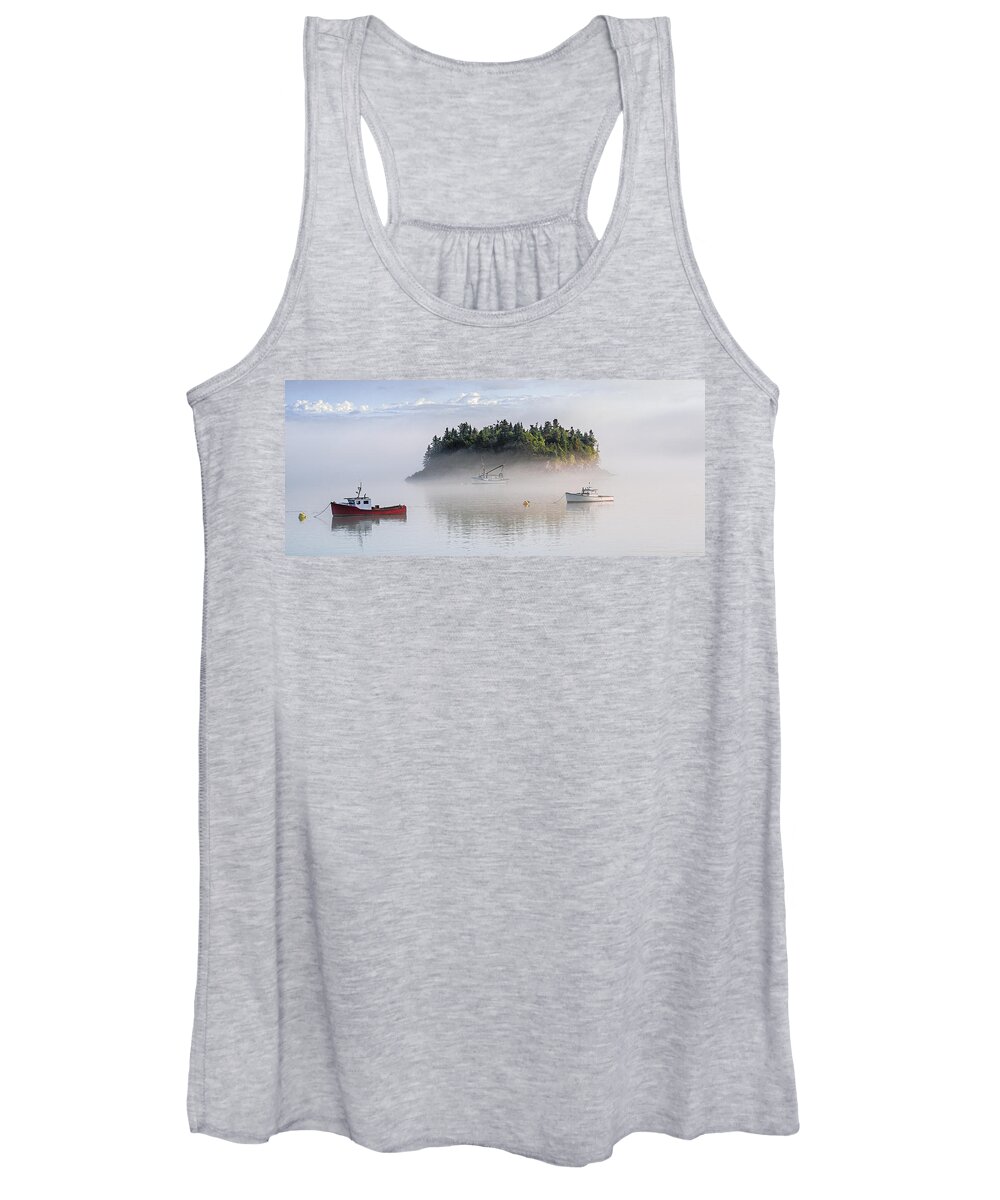 Fog Women's Tank Top featuring the photograph Fog Burn Off with First Sunlight by Marty Saccone
