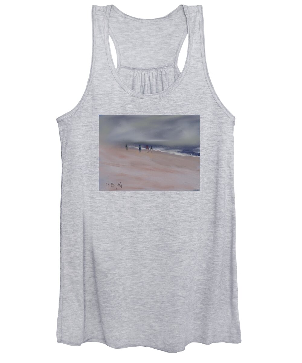 Ipad Painting Women's Tank Top featuring the digital art Fog On Folly Field Beach by Frank Bright