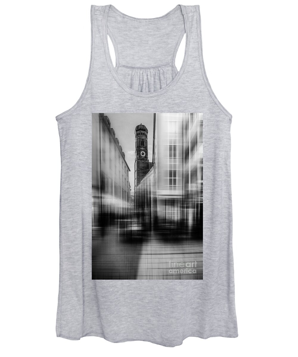 People Women's Tank Top featuring the photograph Frauenkirche - Muenchen V - bw by Hannes Cmarits