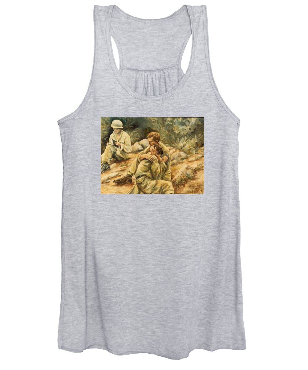 War Women's Tank Top featuring the painting Freedom Isn't Free by Donna Tucker