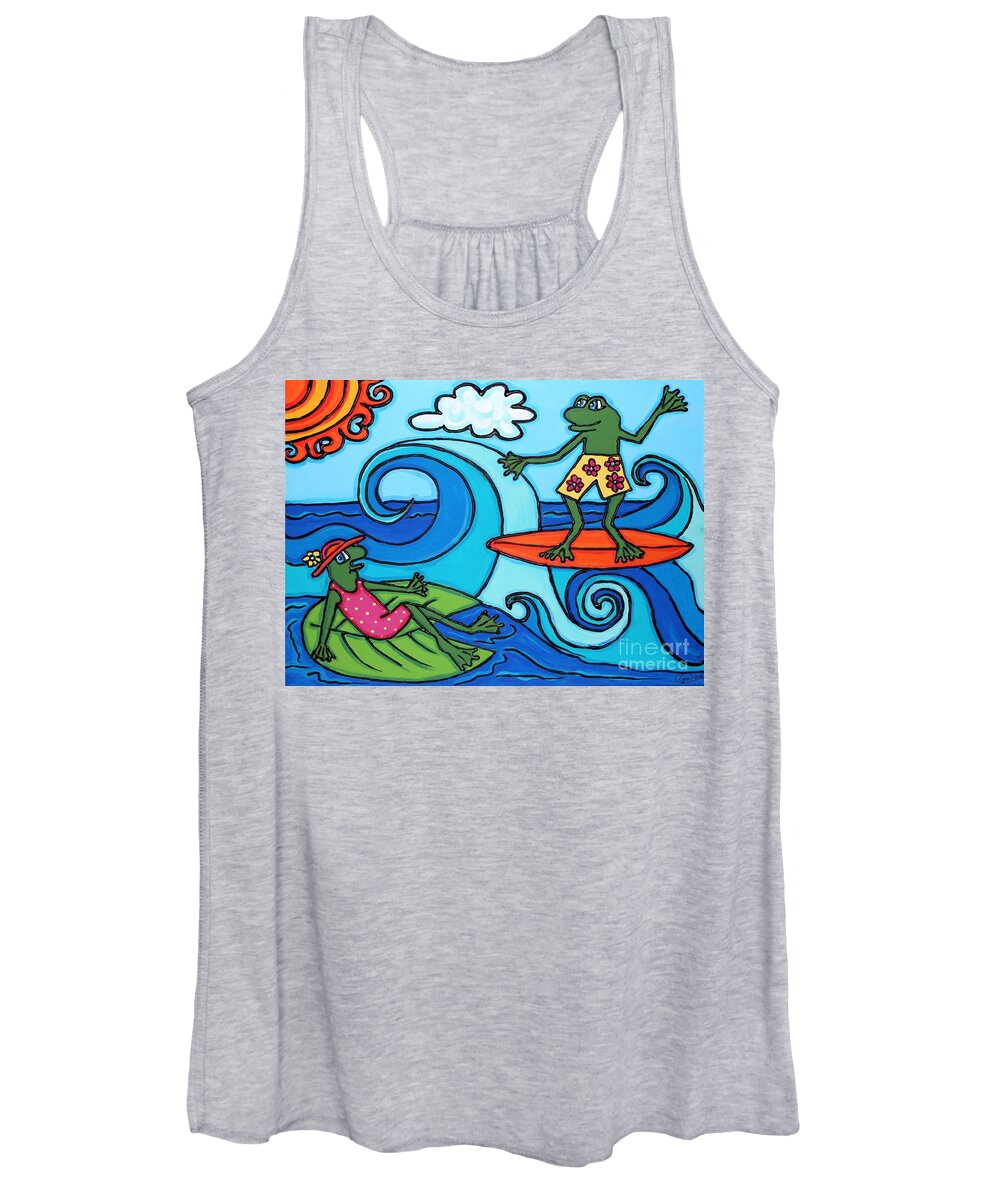 Frog Women's Tank Top featuring the painting Frogs at the Beach by Cynthia Snyder