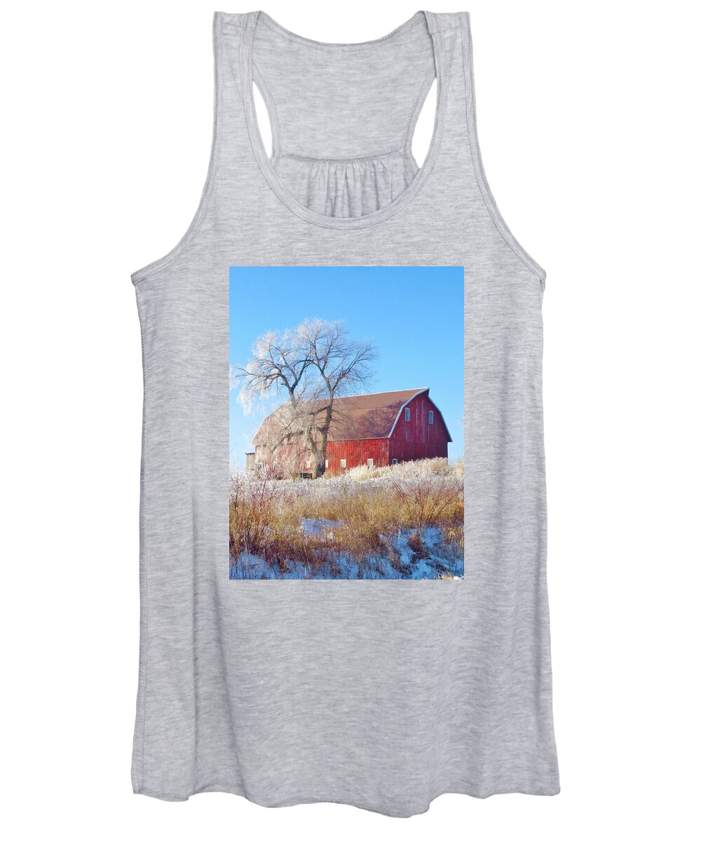 Winter Women's Tank Top featuring the photograph Frosted Country Morning by Lori Frisch