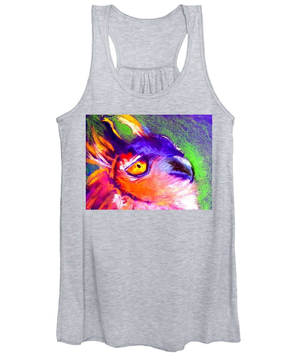 Art Women's Tank Top featuring the painting Funky European Eagle Owl Art Print by Sue Jacobi