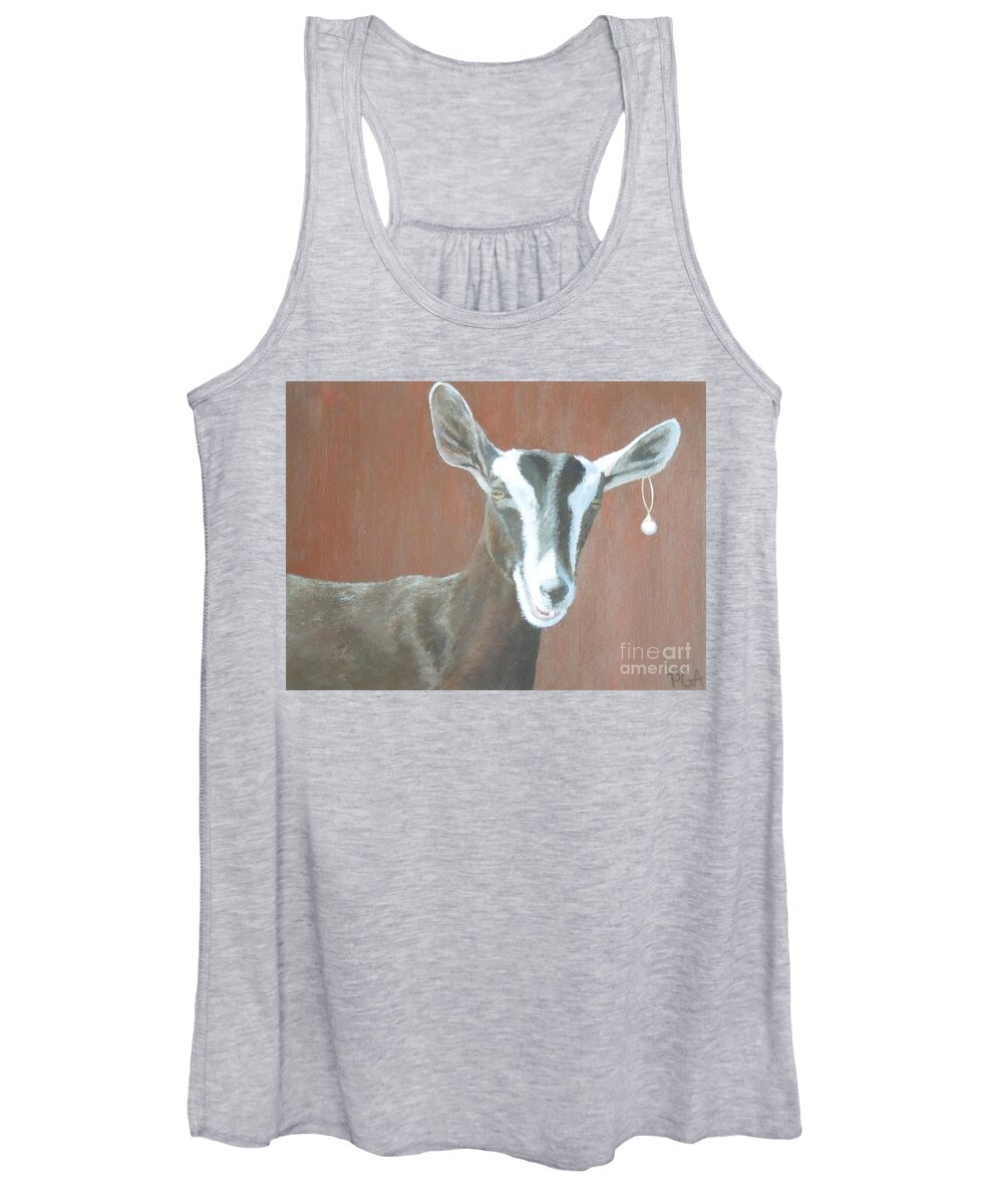 Goat Women's Tank Top featuring the painting Girl with a Pearl Earring III by Phyllis Andrews