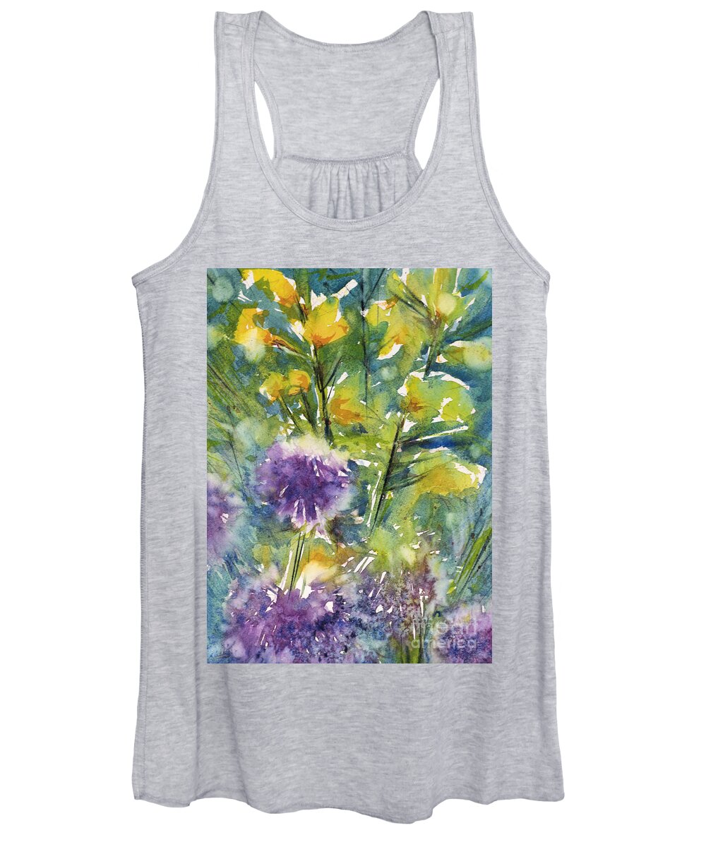 Flower Women's Tank Top featuring the painting Globes and Rockets by Judith Levins