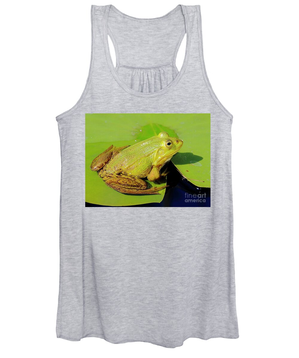 Frogs Women's Tank Top featuring the photograph Green Frog 2 by Amanda Mohler