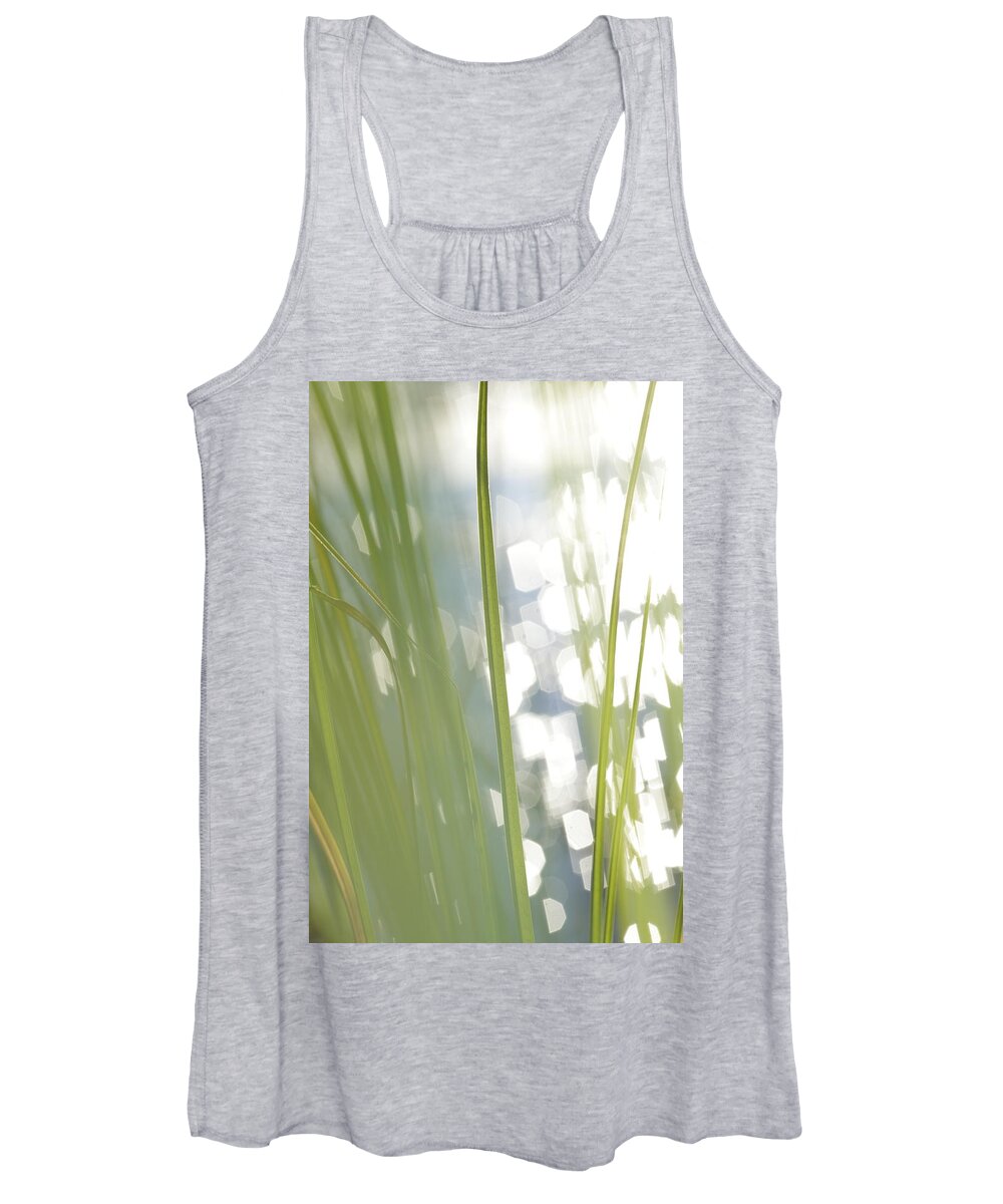 Balance Women's Tank Top featuring the photograph Green grass and glittering lake - available for licensing by Ulrich Kunst And Bettina Scheidulin
