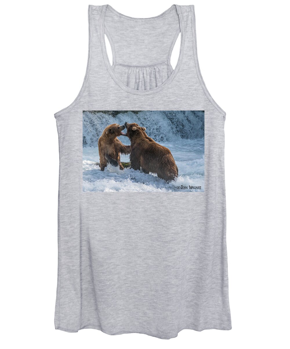 Alaska Women's Tank Top featuring the photograph Grizzly fight by Joan Wallner