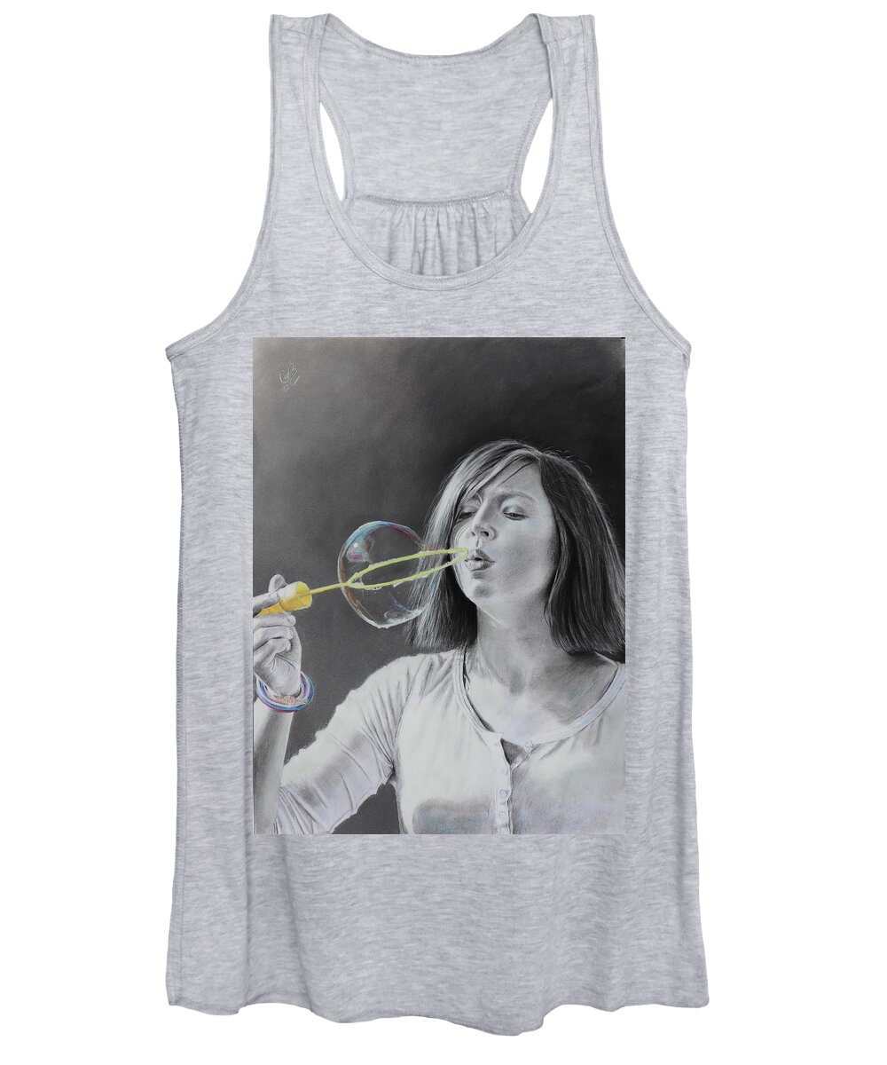 Haley Women's Tank Top featuring the drawing Bubble Girl by Glenn Beasley