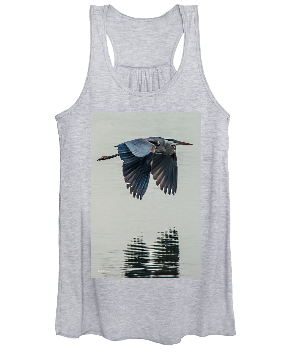 Moss Landing Women's Tank Top featuring the photograph Heron On the Wing by Bill Roberts