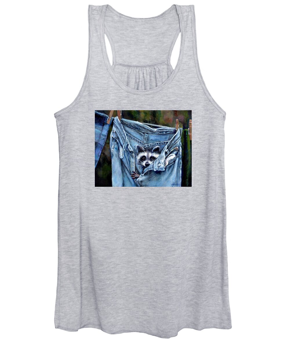 Nature Women's Tank Top featuring the painting Hiding in My Jeans by Donna Tucker