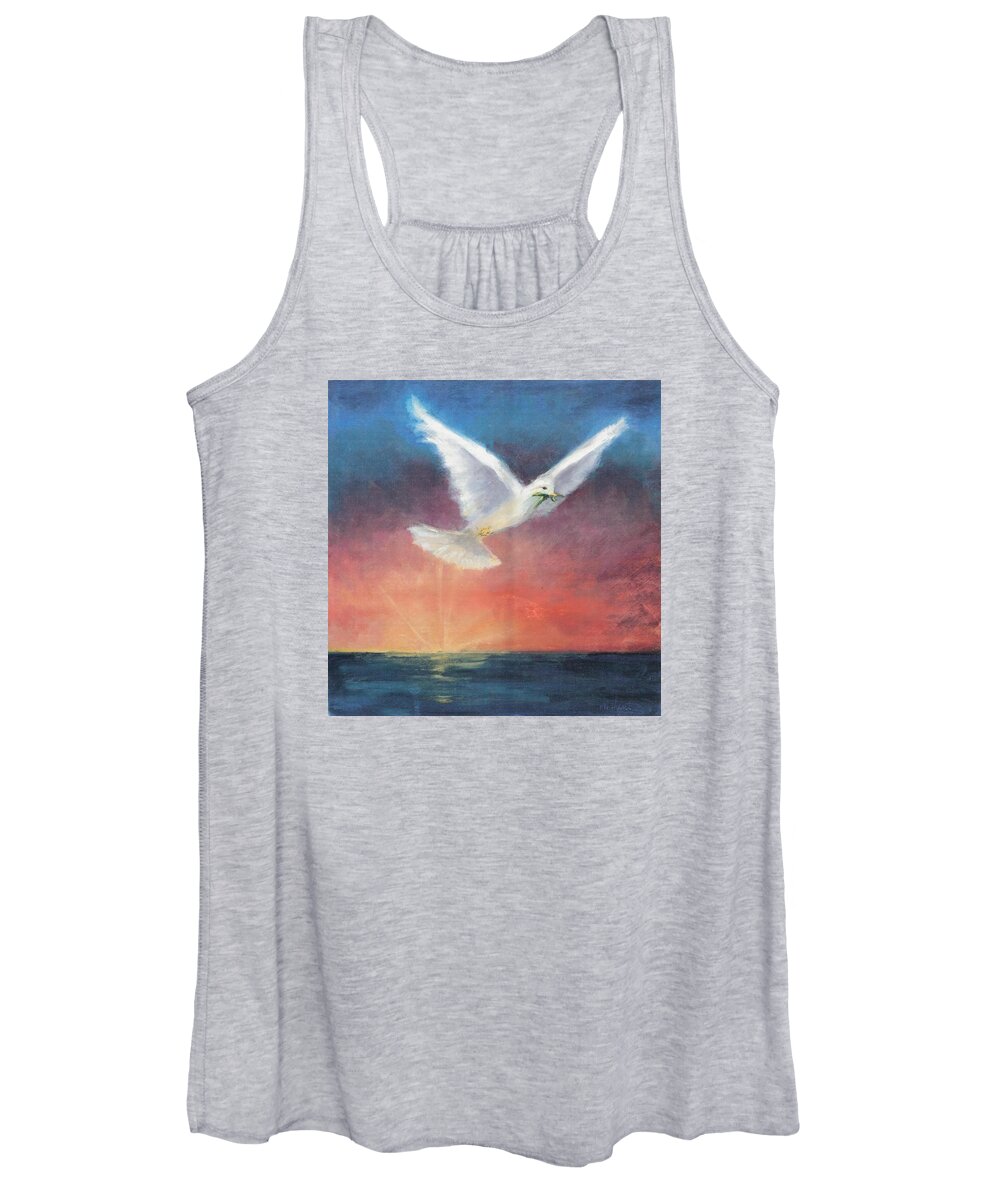 Spiritual Women's Tank Top featuring the painting The Wings of Peace by Maria Hunt