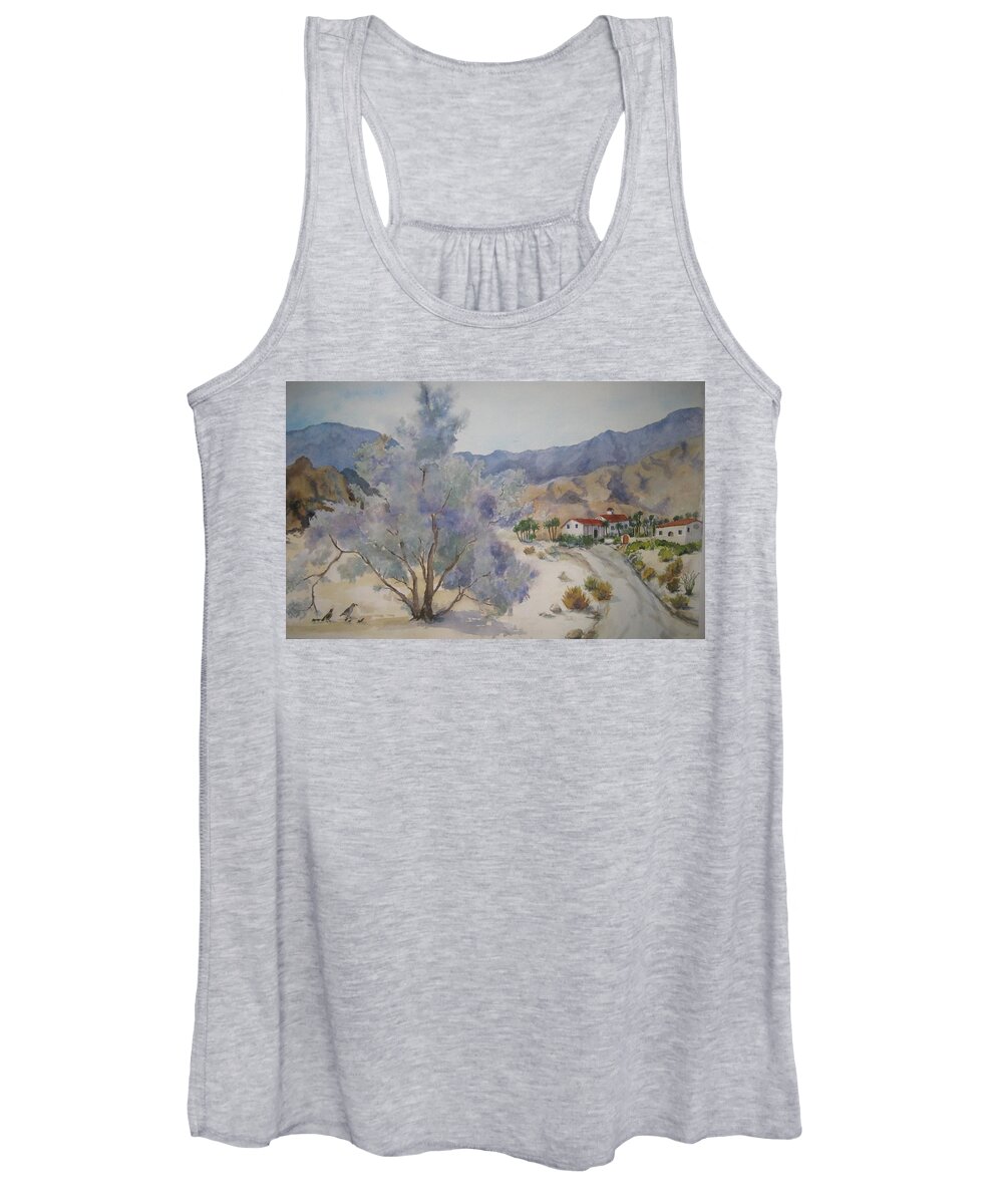 Desertscape Women's Tank Top featuring the painting Historic La Quinta Cove by Maria Hunt