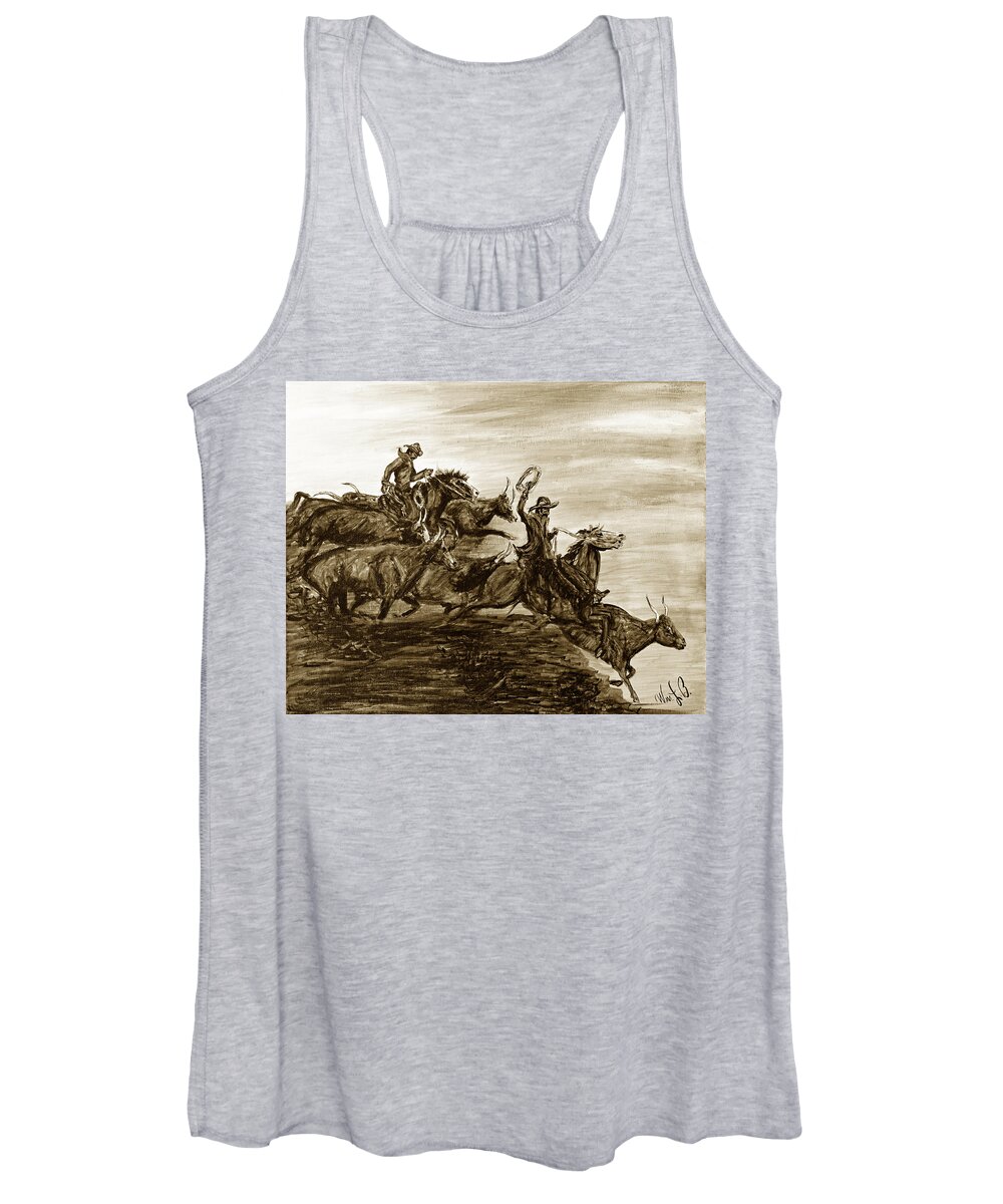 Texas Women's Tank Top featuring the drawing Hol-ly Cow #1 by Erich Grant
