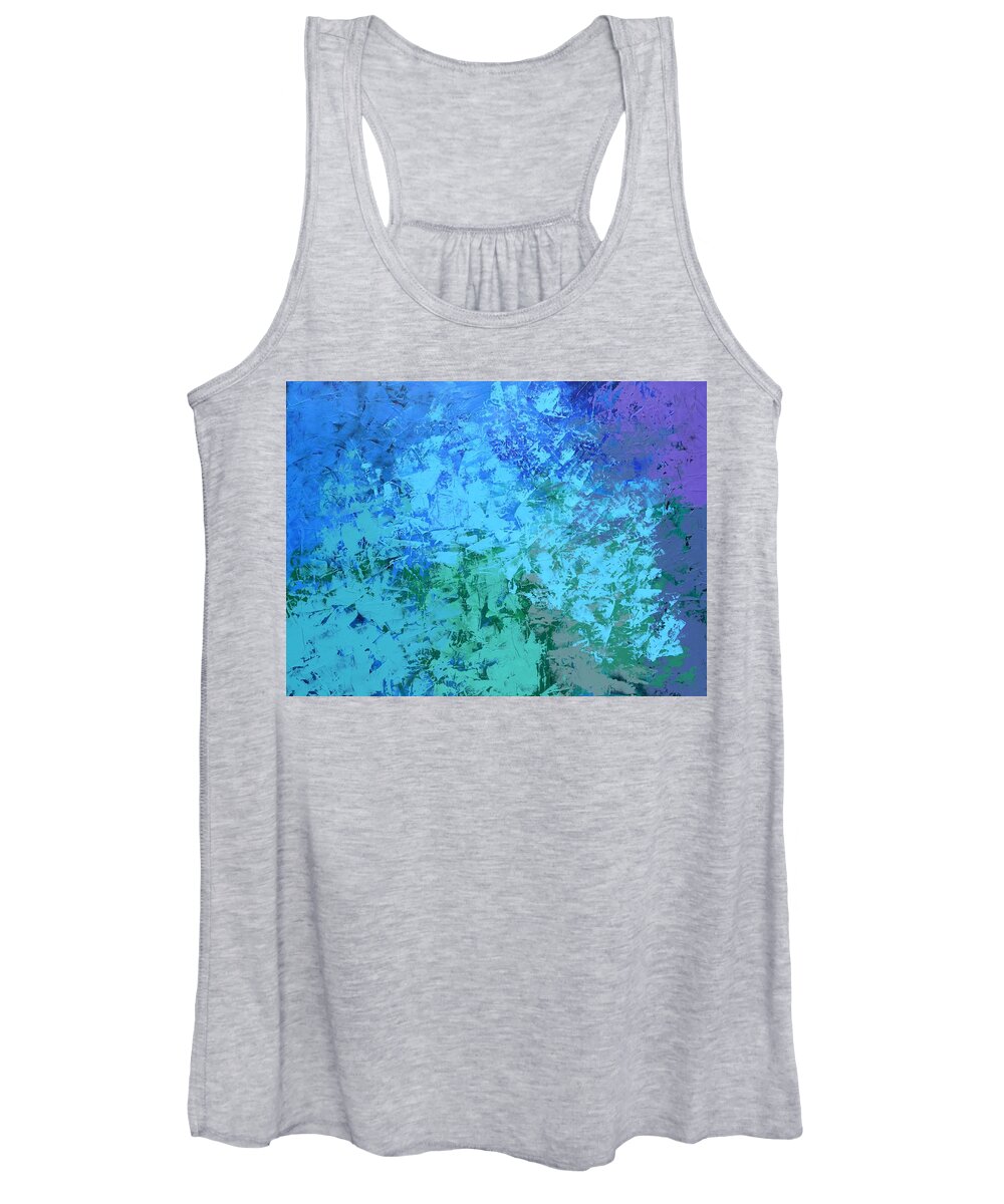 Abstract Women's Tank Top featuring the painting Into the Deep Blue Sea by Linda Bailey