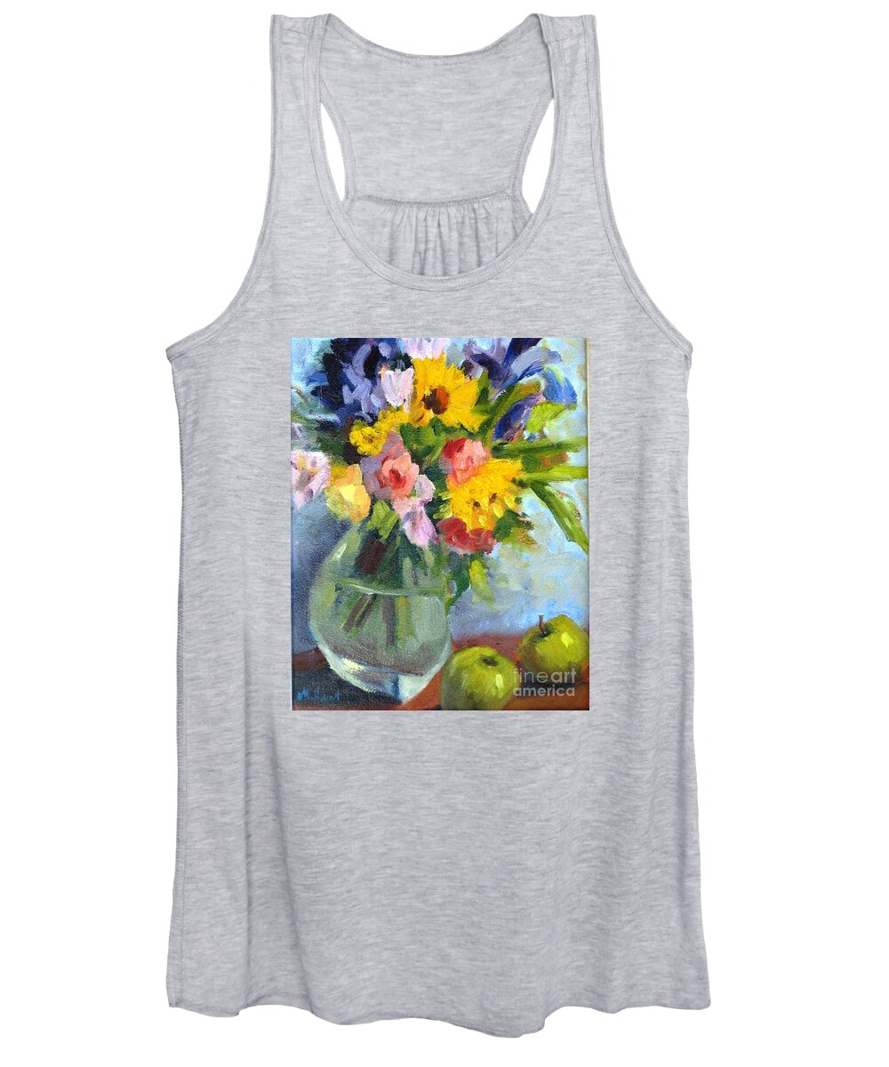 Sunflowers Women's Tank Top featuring the painting Irises and Apples by Maria Hunt