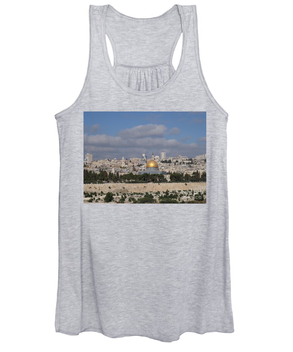 Dome On The Rock Women's Tank Top featuring the photograph Jerusalem Old City by Karen Jane Jones